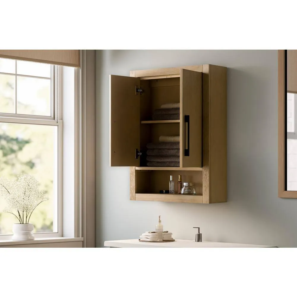 Vanity Art 24 in. W x 8 in. D x 33 in. H Bathroom Storage Wall Cabinet in Natural Oak/MB, photo 6 of 10