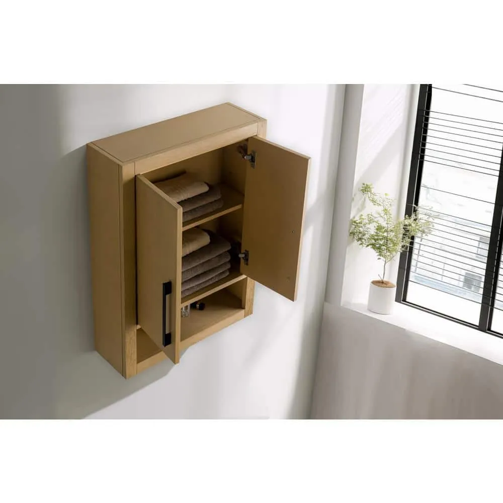 Vanity Art 24 in. W x 8 in. D x 33 in. H Bathroom Storage Wall Cabinet in Natural Oak/MB, photo 7 of 10