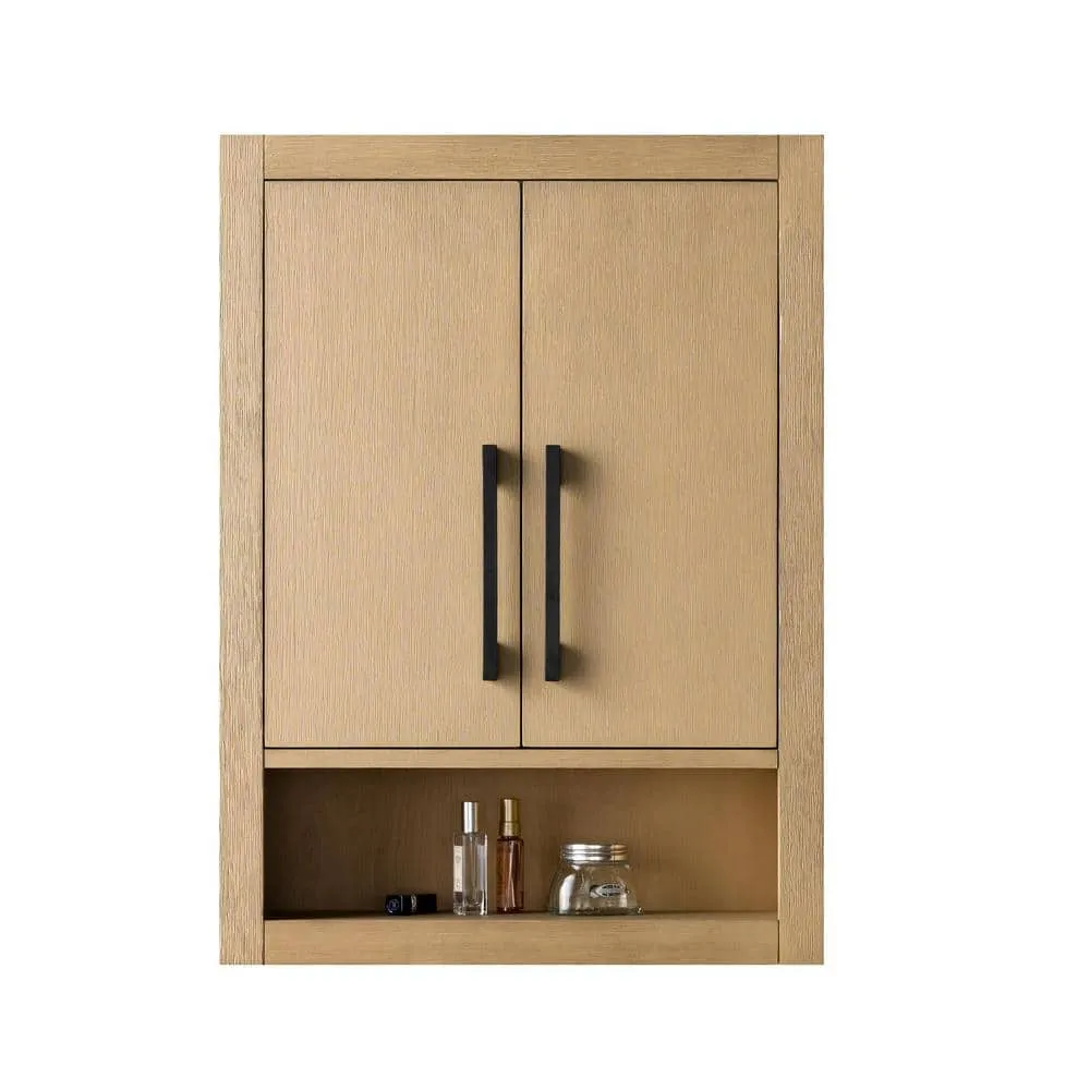 Vanity Art 24 in. W x 8 in. D x 33 in. H Bathroom Storage Wall Cabinet in Natural Oak/MB, photo 4 of 10