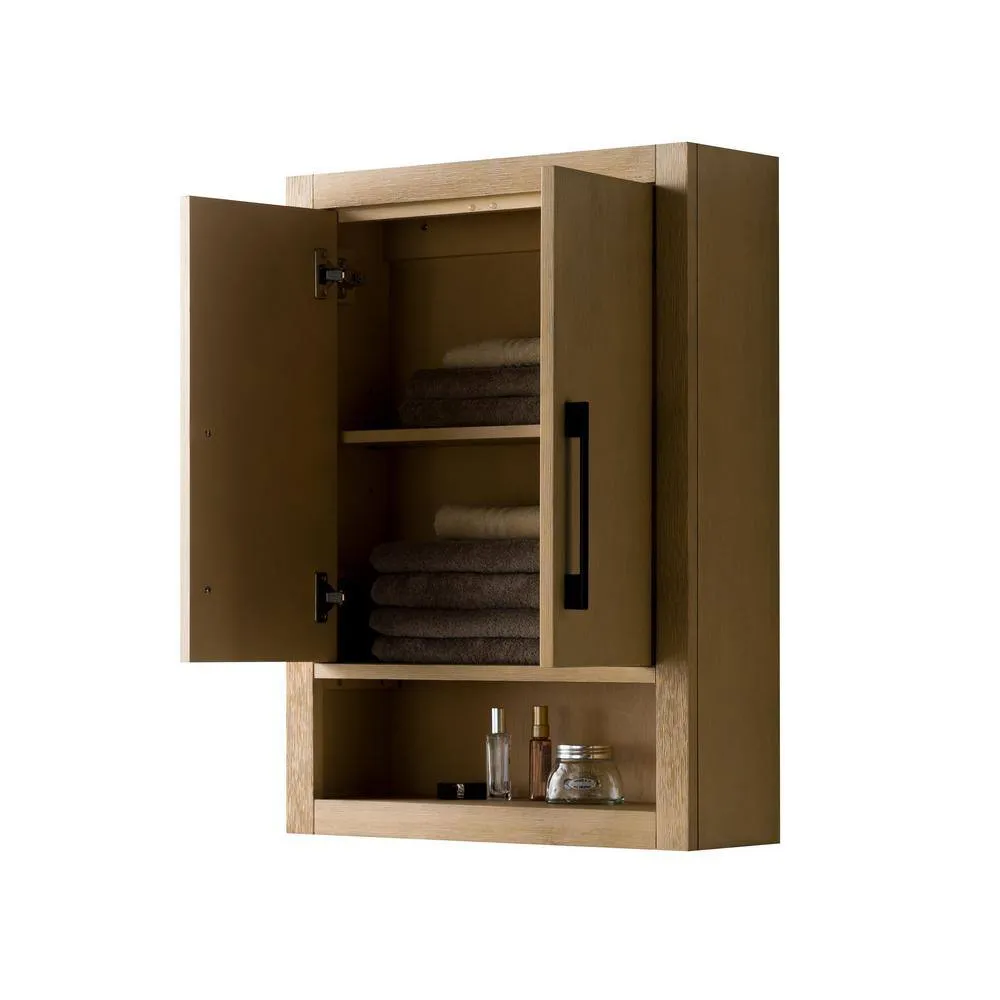 Vanity Art 24 in. W x 8 in. D x 33 in. H Bathroom Storage Wall Cabinet in Natural Oak/MB, photo 8 of 10