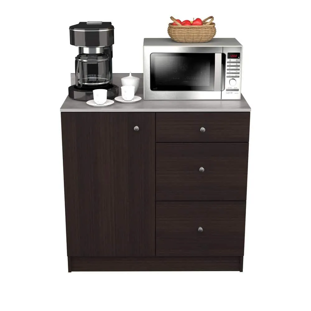 Inval 36.02 in. W x 19.69 in. D x 37.80 in. H Natural Stone/Espresso Ready to Assemble Wood Breakroom Base Kitchen Cabinet, photo 2 of 9