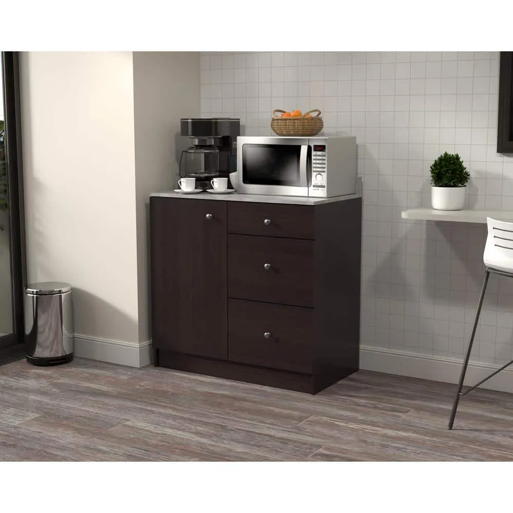 Inval 36.02 in. W x 19.69 in. D x 37.80 in. H Natural Stone/Espresso Ready to Assemble Wood Breakroom Base Kitchen Cabinet, photo 6 of 9