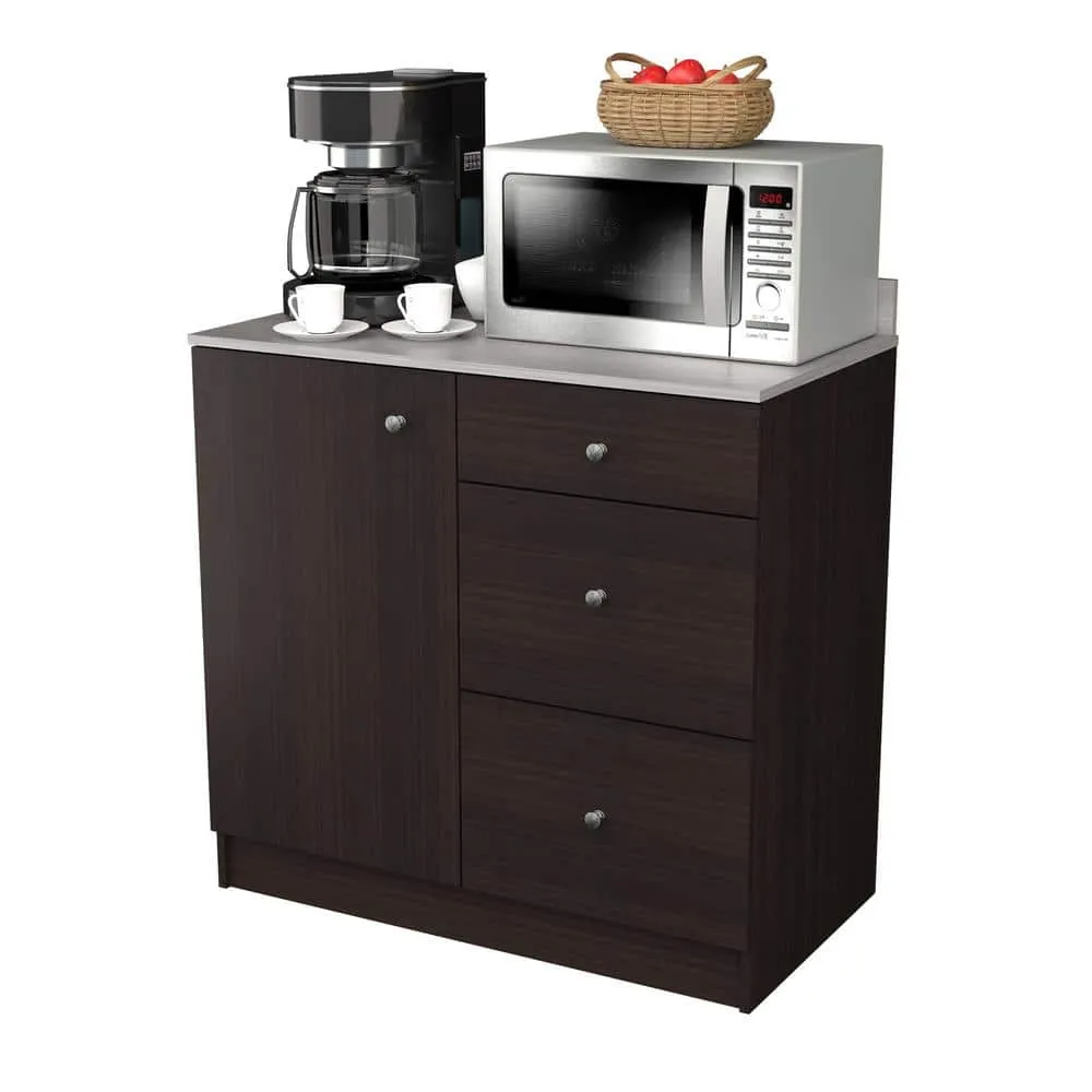 Inval 36.02 in. W x 19.69 in. D x 37.80 in. H Natural Stone/Espresso Ready to Assemble Wood Breakroom Base Kitchen Cabinet, photo 3 of 9