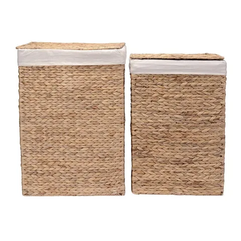 26 in. H Portable Handmade Water Hyacinth Wicker Laundry Hamper with Lid in Natural