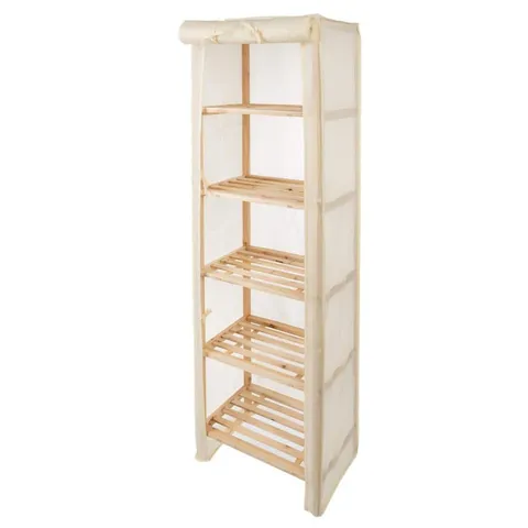 5-Tier Wooden Shelving Unit with Removable Cover