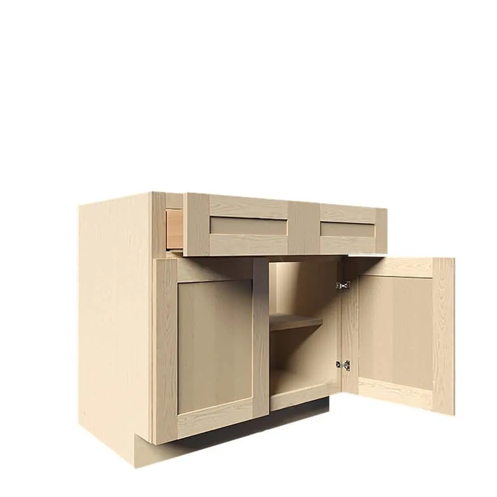 LIFEART CABINETRY Lancaster Shaker Assembled 36 in. x 34.5 in. x 24 in. Base Cabinet with 2-Doors and 2-Drawers in Natural Wood, photo 4 of 8
