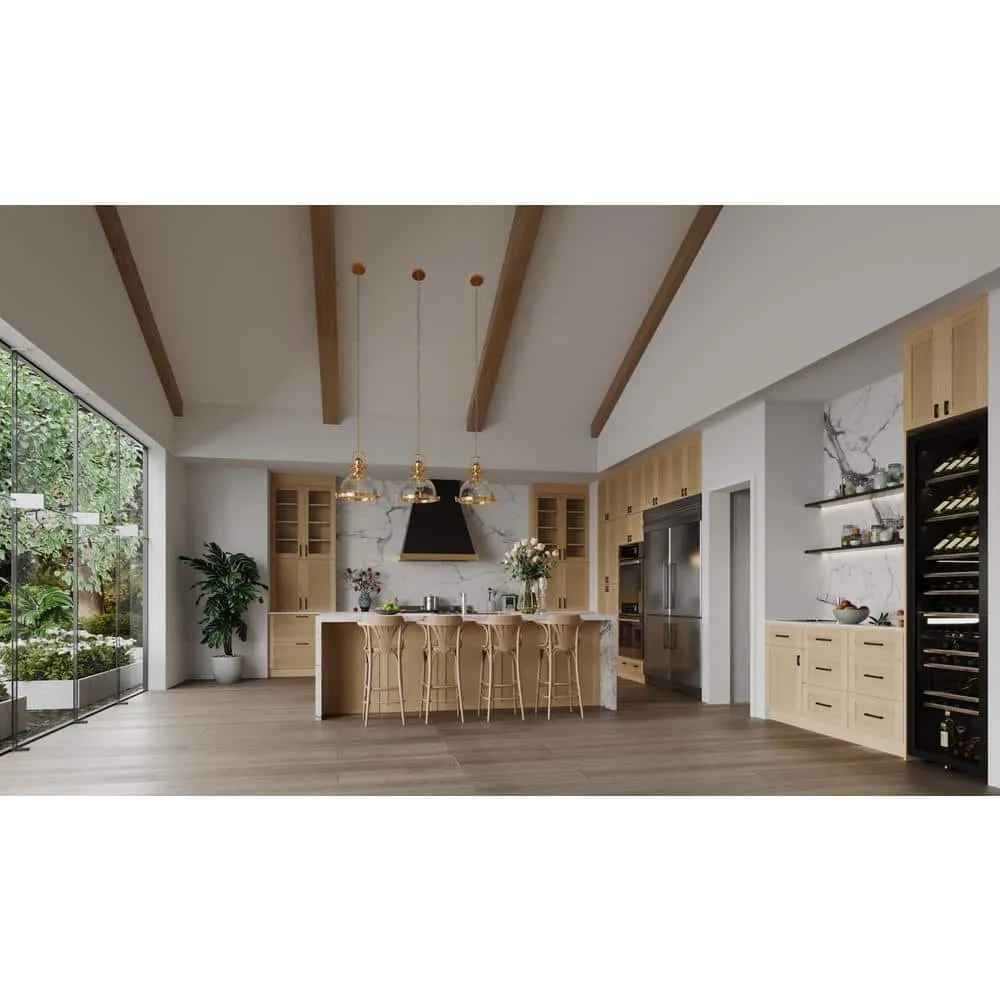 LIFEART CABINETRY Lancaster Shaker Assembled 36 in. x 34.5 in. x 24 in. Base Cabinet with 2-Doors and 2-Drawers in Natural Wood, photo 7 of 8
