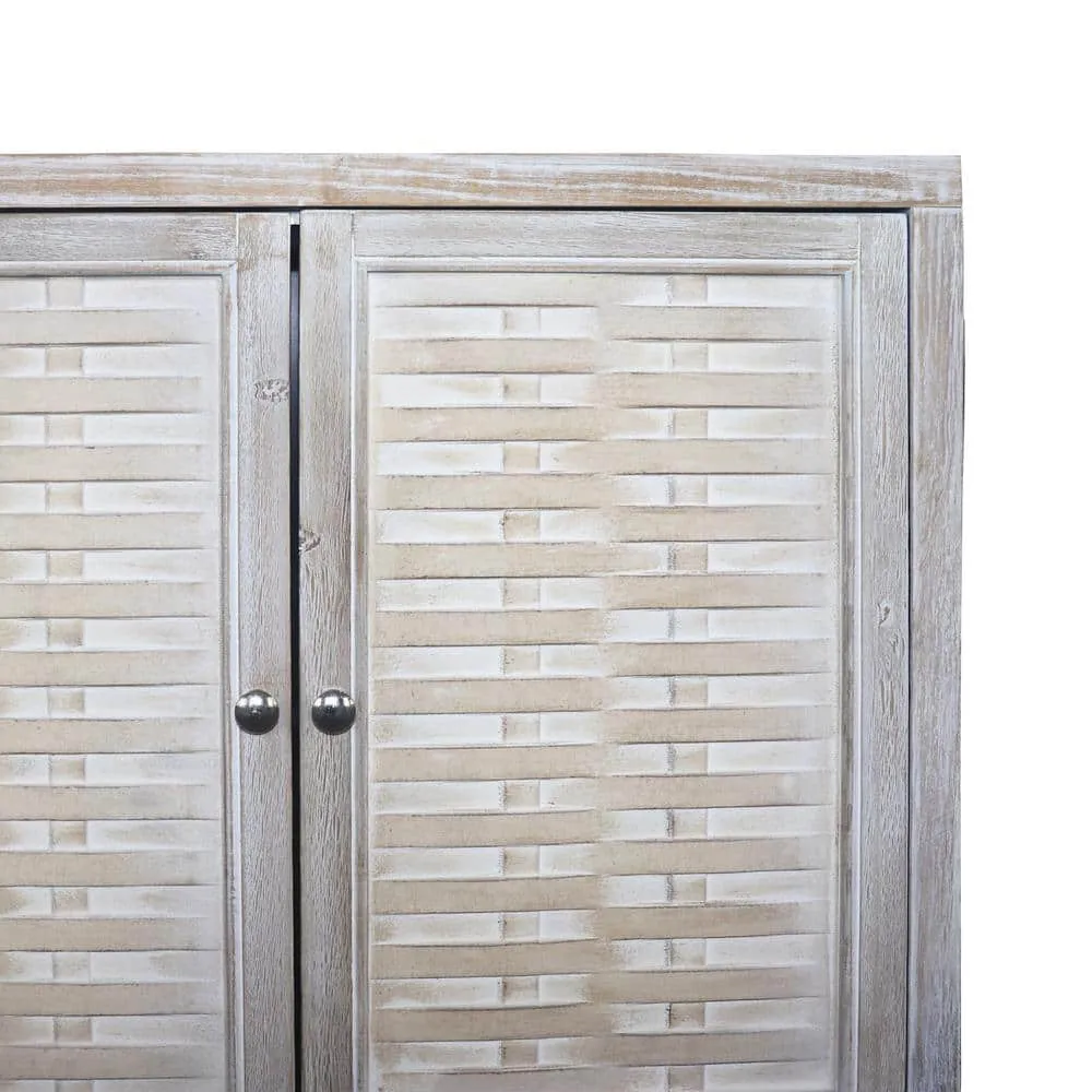 FUNKOL 59.84 in. x 15.75 in. x 31.5 in. MDF Freestanding Ready to Assemble Base Storage Cabinet in Natural Wood with 4Doors, photo 4 of 8