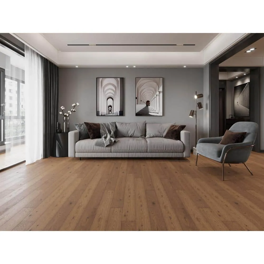 ACQUA FLOORS Neah Oak 1/4 in. T x 5 in. W Click Lock Wire Brushed Engineered Hardwood Flooring (16.7 sq.ft./case), photo 4 of 7