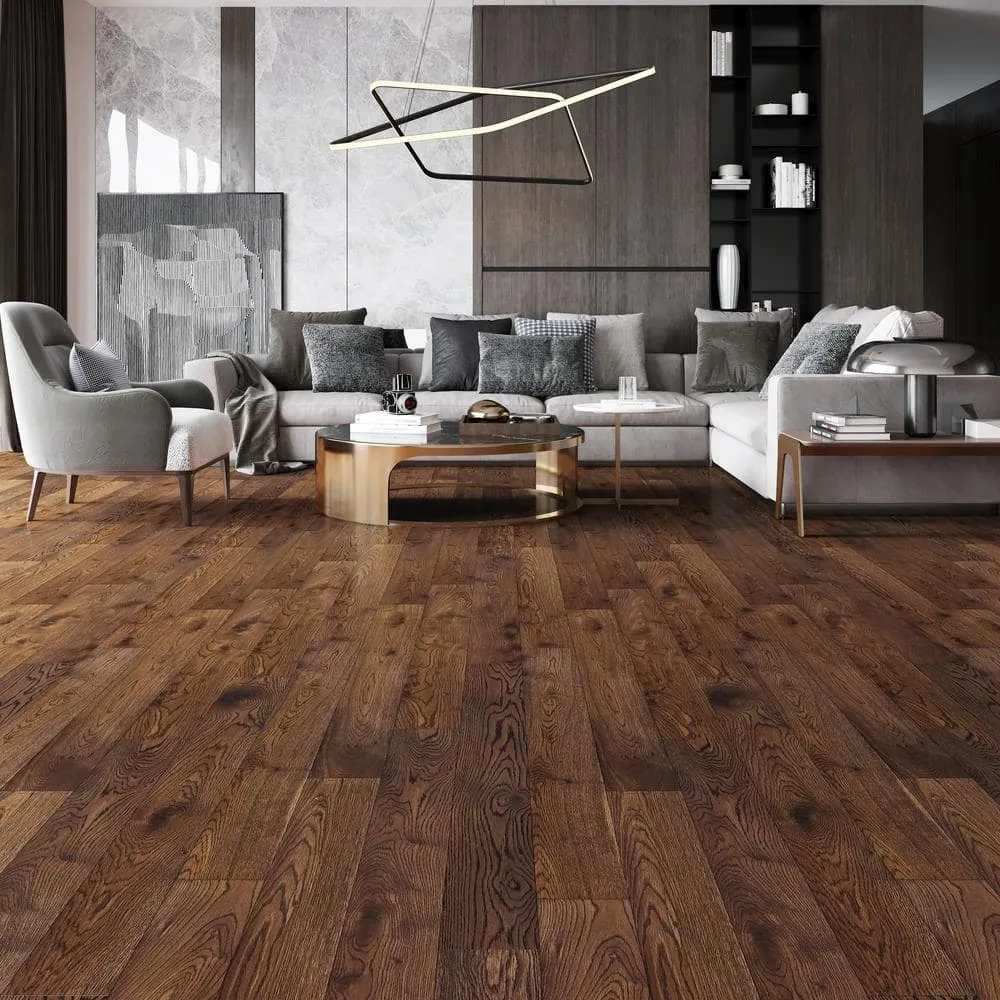 ACQUA FLOORS Neah Oak 1/4 in. T x 5 in. W Click Lock Wire Brushed Engineered Hardwood Flooring (16.7 sq.ft./case), photo 2 of 7