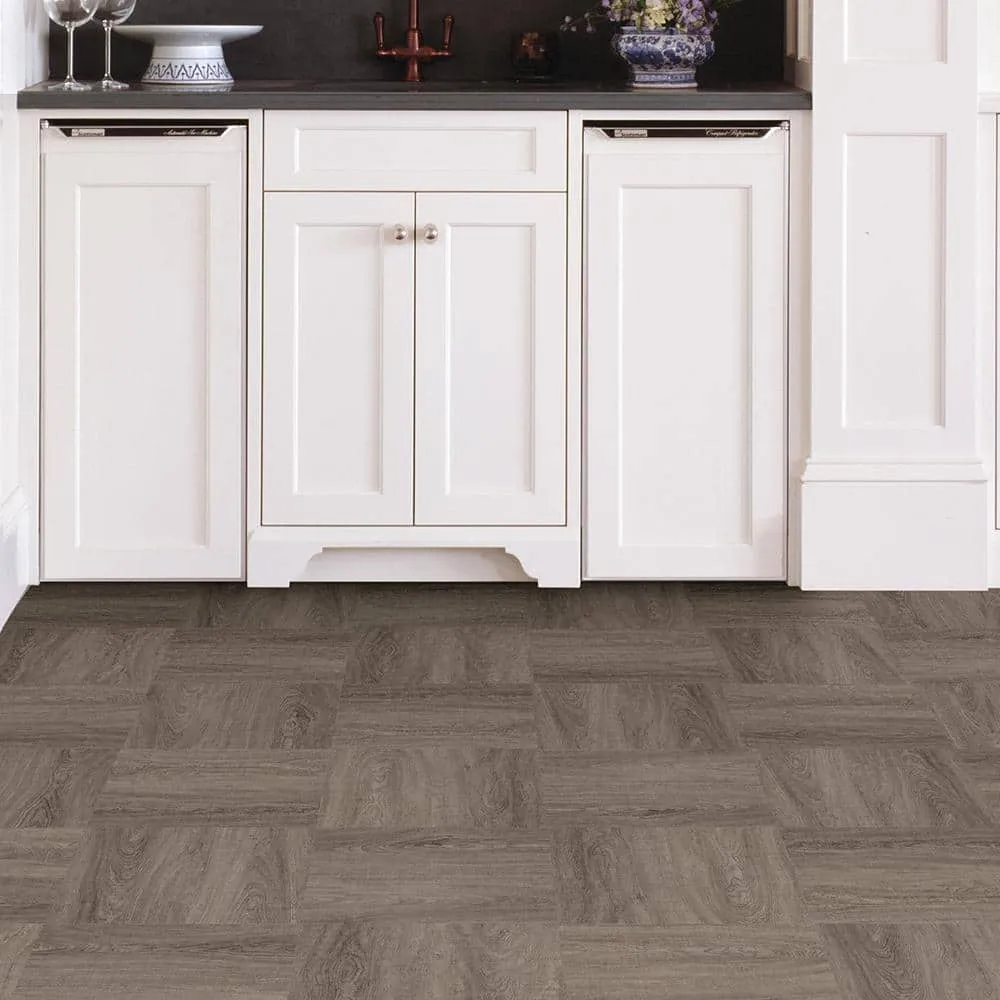 FloorPops Bungalow 12 in. W x 12 in. L Peel and Stick Floor Vinyl Tiles, Grey Wood Look (20 Tiles, 20 sq. ft. Case), photo 4 of 8