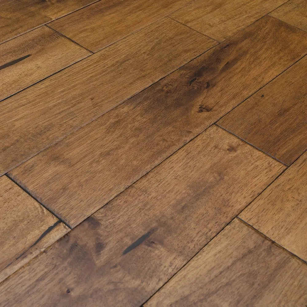 ASPEN FLOORING Newbury Caucho Wood 3/4 in. T x 4.5 in. W Light Distressed Solid Hardwood Flooring (21.82 sqft/case), photo 4 of 5