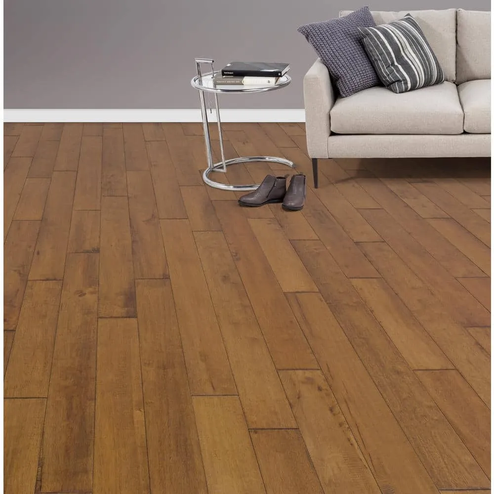 ASPEN FLOORING Newbury Caucho Wood 3/4 in. T x 4.5 in. W Light Distressed Solid Hardwood Flooring (21.82 sqft/case), photo 2 of 5