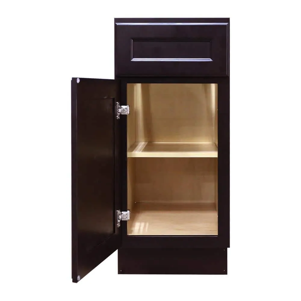 LIFEART CABINETRY LaPort Assembled 9 in. x 34.5 in. x 24 in. Base Cabinet with 1 Door and 1 Drawer in Dark Espresso, photo 3 of 5