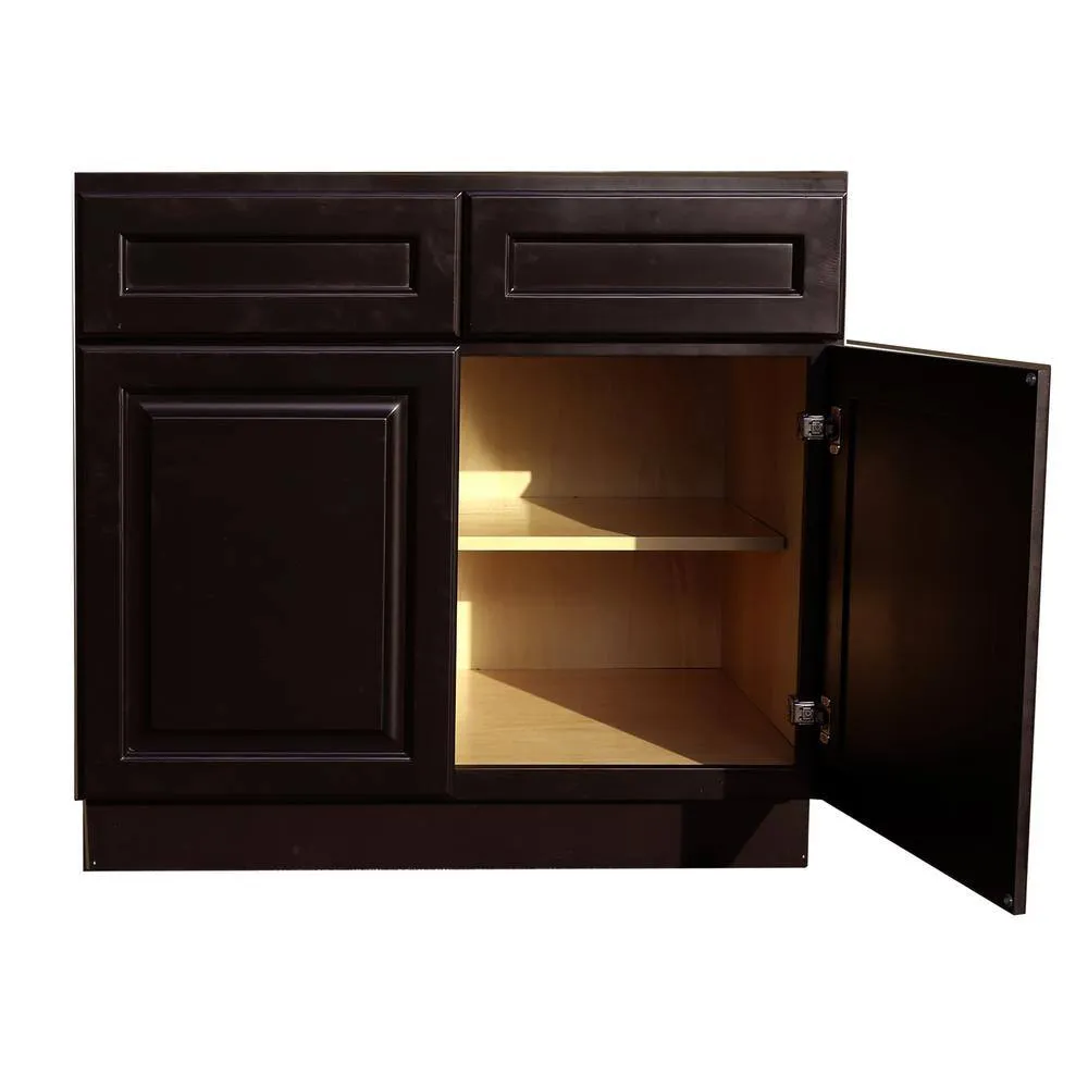 LIFEART CABINETRY LaPort Assembled 30 in. x 34.5 in. x 24 in. Base Cabinet with 2 Doors and 1 Drawer in Dark Espresso, photo 3 of 5