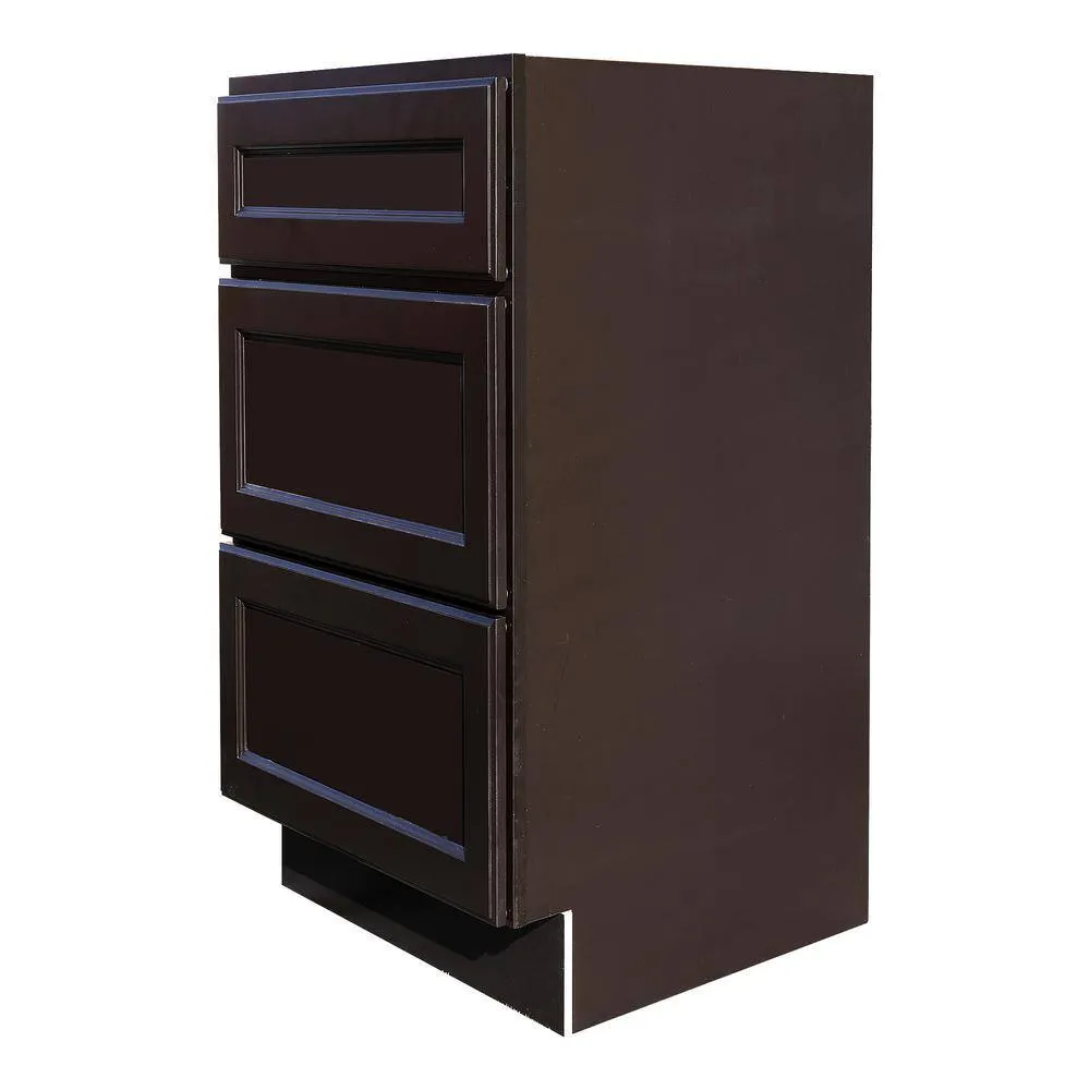 LIFEART CABINETRY LaPort Assembled 36 in. x 34.5 in. x 24 in. Base Cabinet with 3 Drawers in Dark Espresso, photo 2 of 4