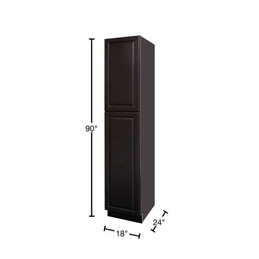 LIFEART CABINETRY LaPort Assembled 18 in. x 90 in. x 24 in. Wall Pantry with 2 Doors 6 Shelves in Dark Espresso, photo 2 of 6