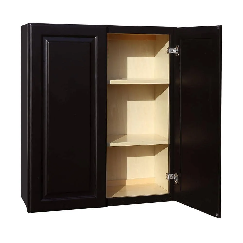LIFEART CABINETRY LaPort Assembled 24 in. x 36 in. x 12 in. Wall Cabinet with 2 Doors 2 Shelves in Dark Espresso, photo 3 of 5