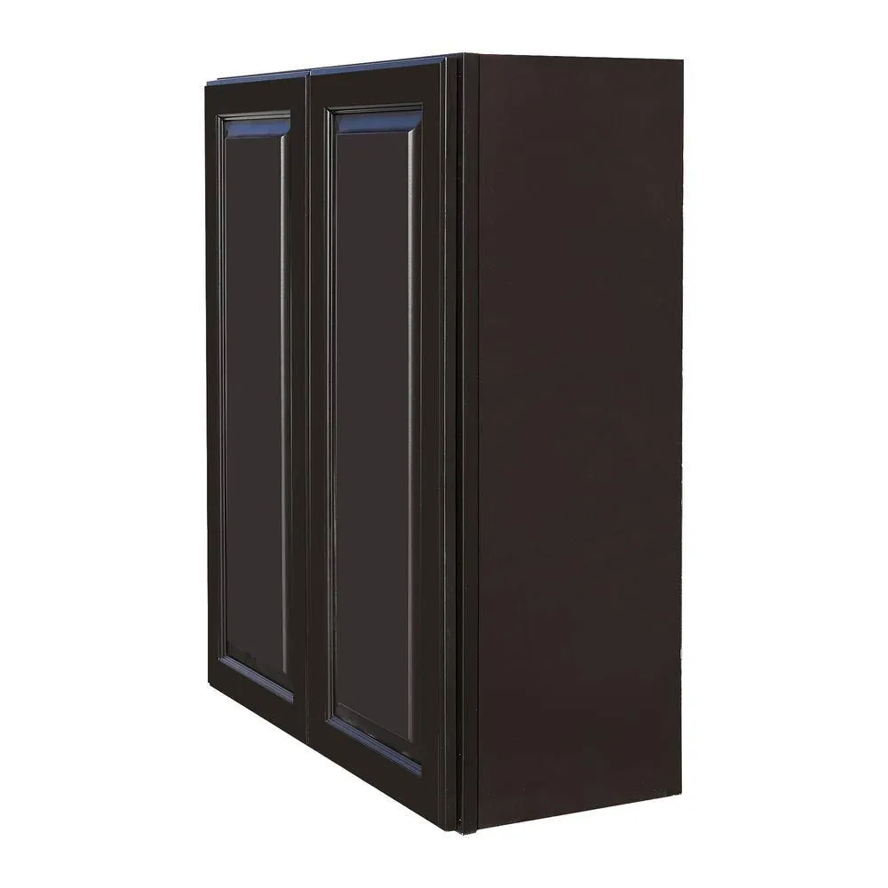 LIFEART CABINETRY LaPort Assembled 27 in. x 36 in. x 12 in. Wall Cabinet with 2 Doors 2 Shelves in Dark Espresso, photo 2 of 5