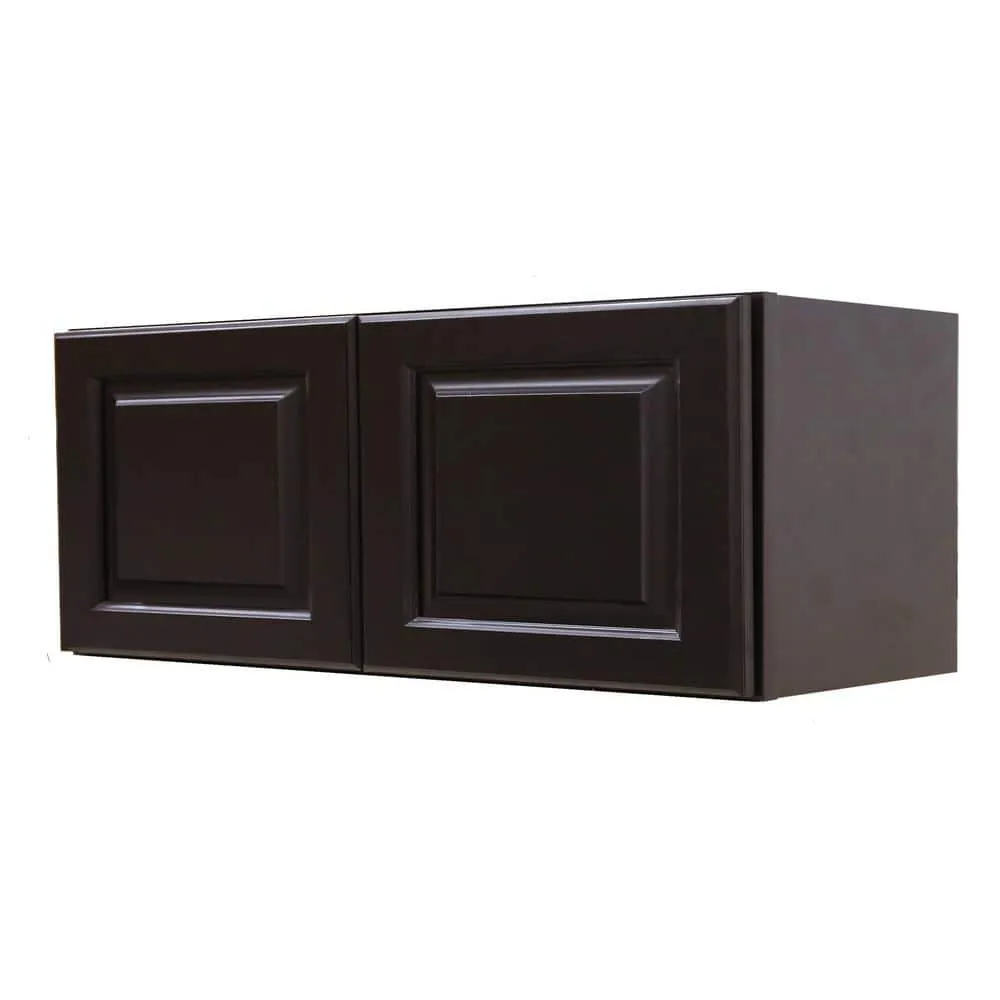LIFEART CABINETRY LaPort Assembled 36 in. x 15 in. x 12 in. Wall Cabinet with 1 Door in Dark Espresso, photo 2 of 5