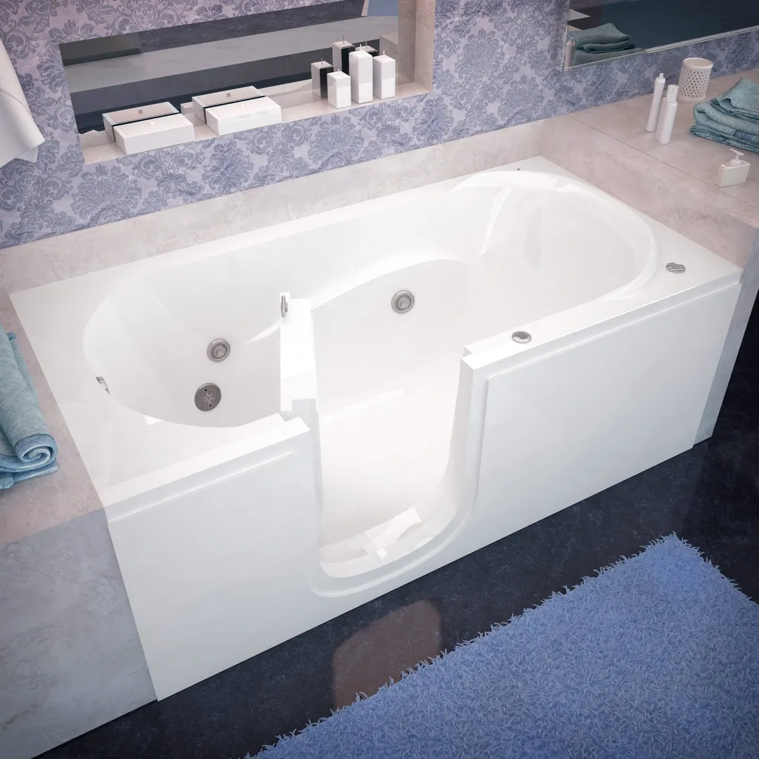 Universal Tubs HD Series 60 in. Left-Drain Step-In Walk-In Soaking Bathtub with Low Entry Threshold, White, photo 14 of 16