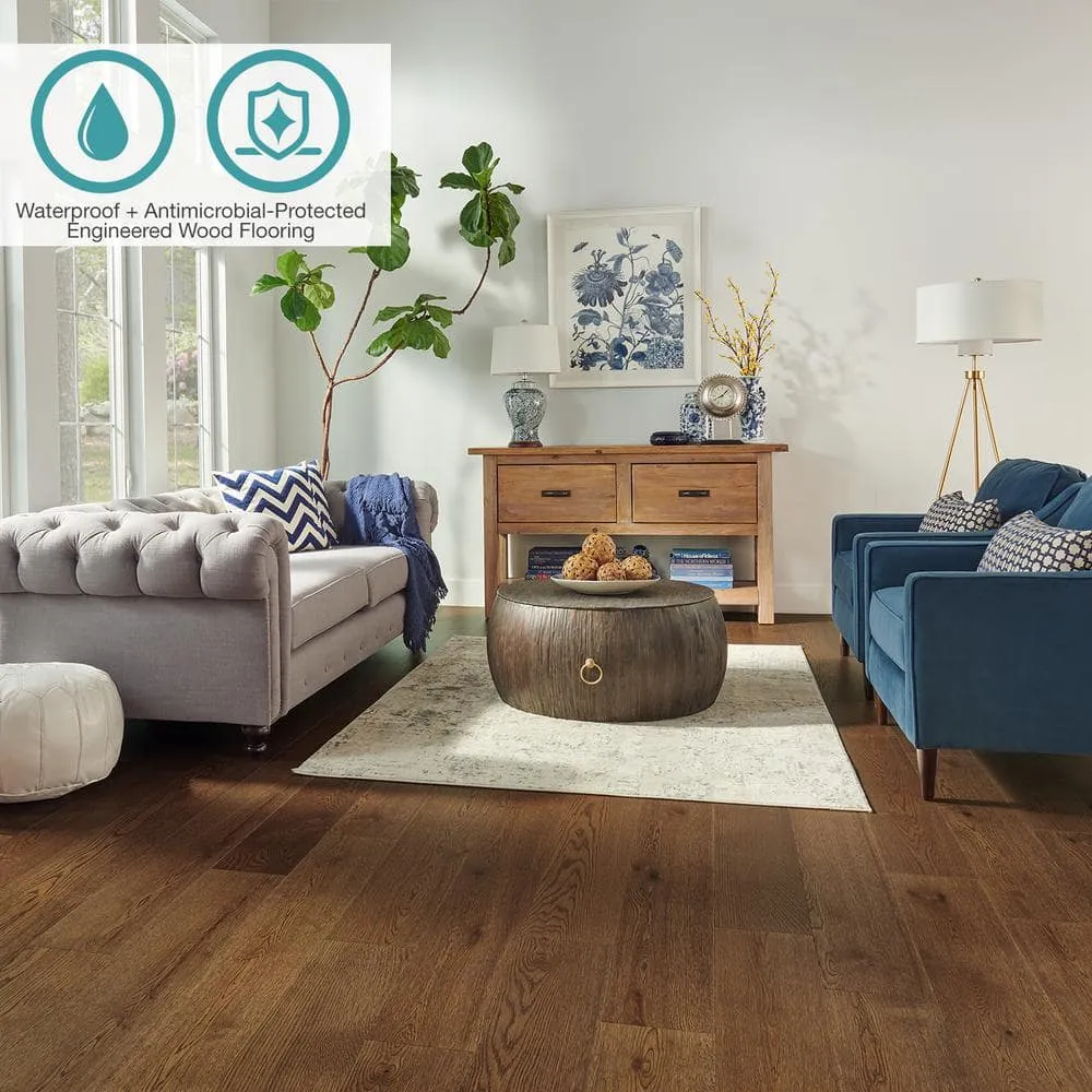 Pergo Defense+ Norwood Oak 3/8 in. T x 7.5 in. W Click Lock Distressed Engineered Hardwood Flooring (24.5 sq.ft./case), photo 2 of 12