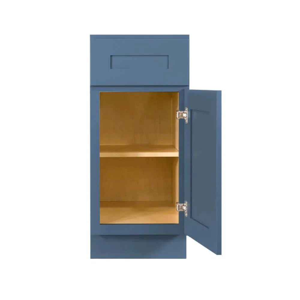 LIFEART CABINETRY Lancaster Blue Plywood Shaker Stock Assembled Base Kitchen Cabinet 15 in. W x 34.5 in. D H x 24 in. D, photo 2 of 6
