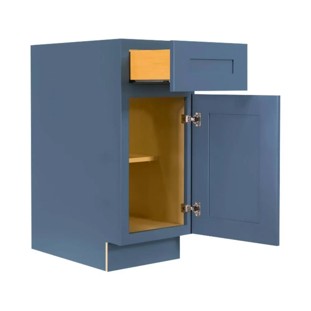 LIFEART CABINETRY Lancaster Blue Plywood Shaker Stock Assembled Base Kitchen Cabinet 21 in. W x 34.5 in. D H x 24 in. D, photo 3 of 6