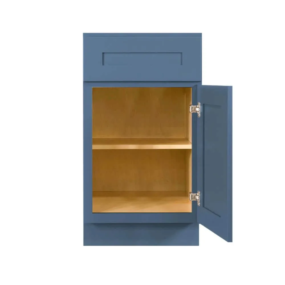 LIFEART CABINETRY Lancaster Blue Plywood Shaker Stock Assembled Base Kitchen Cabinet 21 in. W x 34.5 in. D H x 24 in. D, photo 2 of 6
