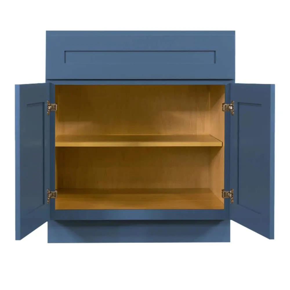 LIFEART CABINETRY Lancaster Blue Plywood Shaker Stock Assembled Base Kitchen Cabinet 24 in. W x 34.5 in. D H x 24 in. D, photo 2 of 6
