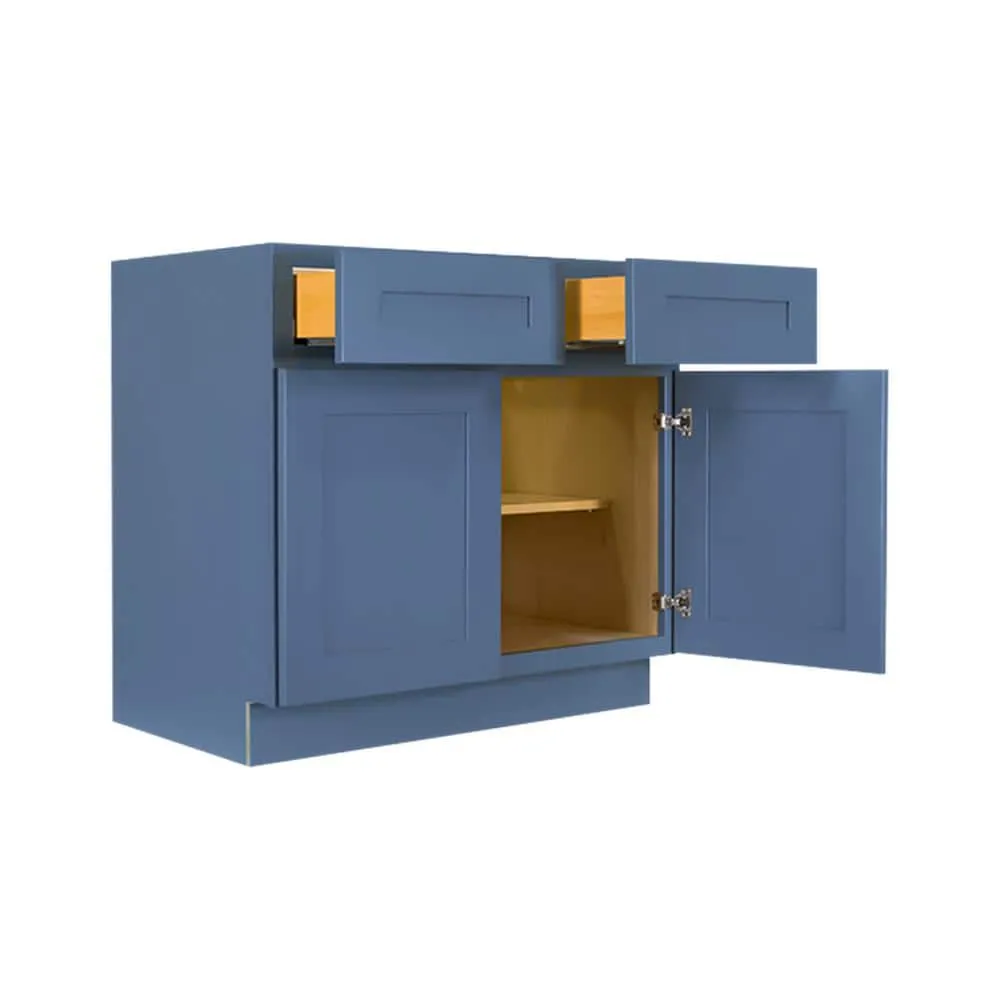 LIFEART CABINETRY Lancaster Blue Plywood Shaker Stock Assembled Base Kitchen Cabinet 42 in. W x 34.5 in. D H x 24 in. D, photo 2 of 6