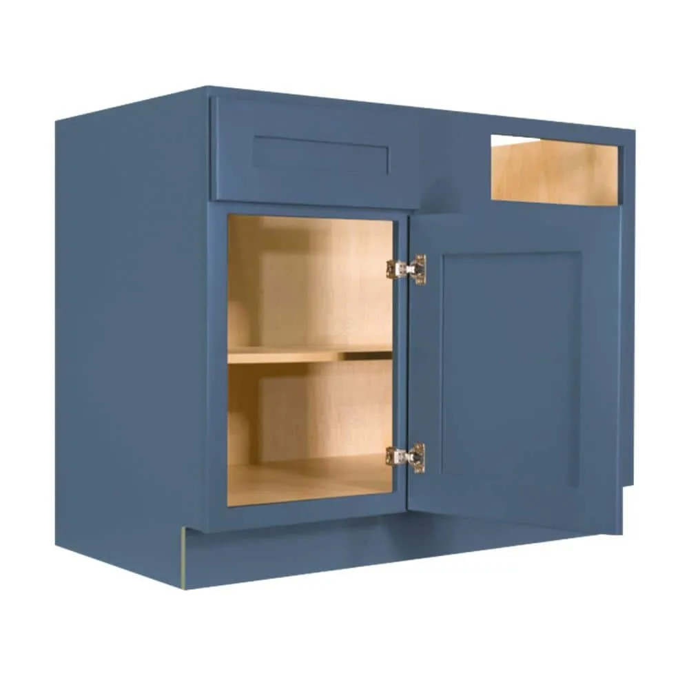 LIFEART CABINETRY Lancaster Blue Plywood Shaker Stock Assembled Blind Corner Kitchen Cabinet (42 in. W x 34.5 in. H x 24 in. D), photo 4 of 7