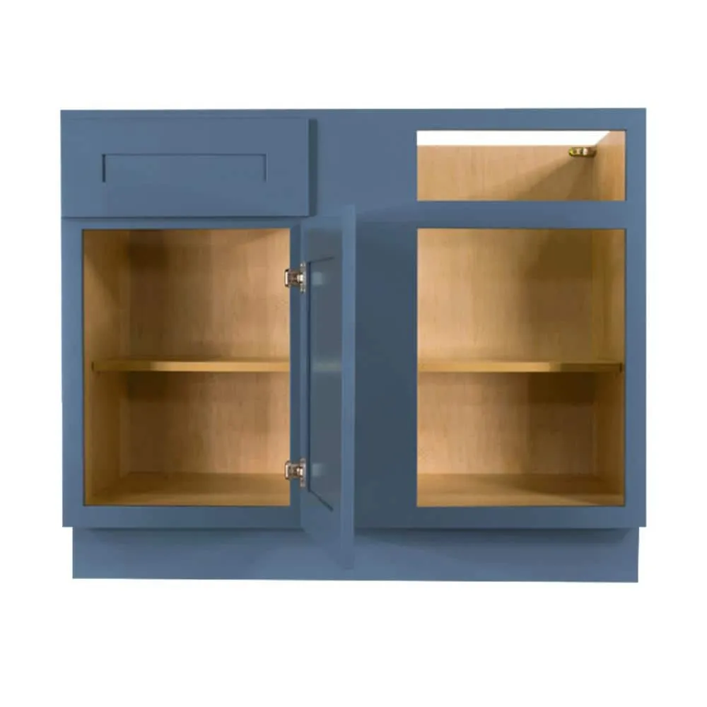 LIFEART CABINETRY Lancaster Blue Plywood Shaker Stock Assembled Blind Corner Kitchen Cabinet (42 in. W x 34.5 in. H x 24 in. D), photo 3 of 7