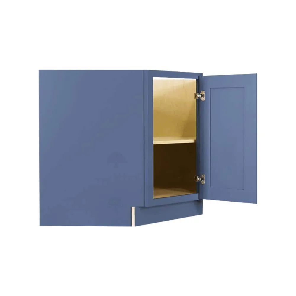 LIFEART CABINETRY Lancaster Blue Plywood Shaker Stock Assembled Base Corner Kitchen Cabinet (36 in. W x 34.5 in. H x 24 in. D), photo 3 of 7