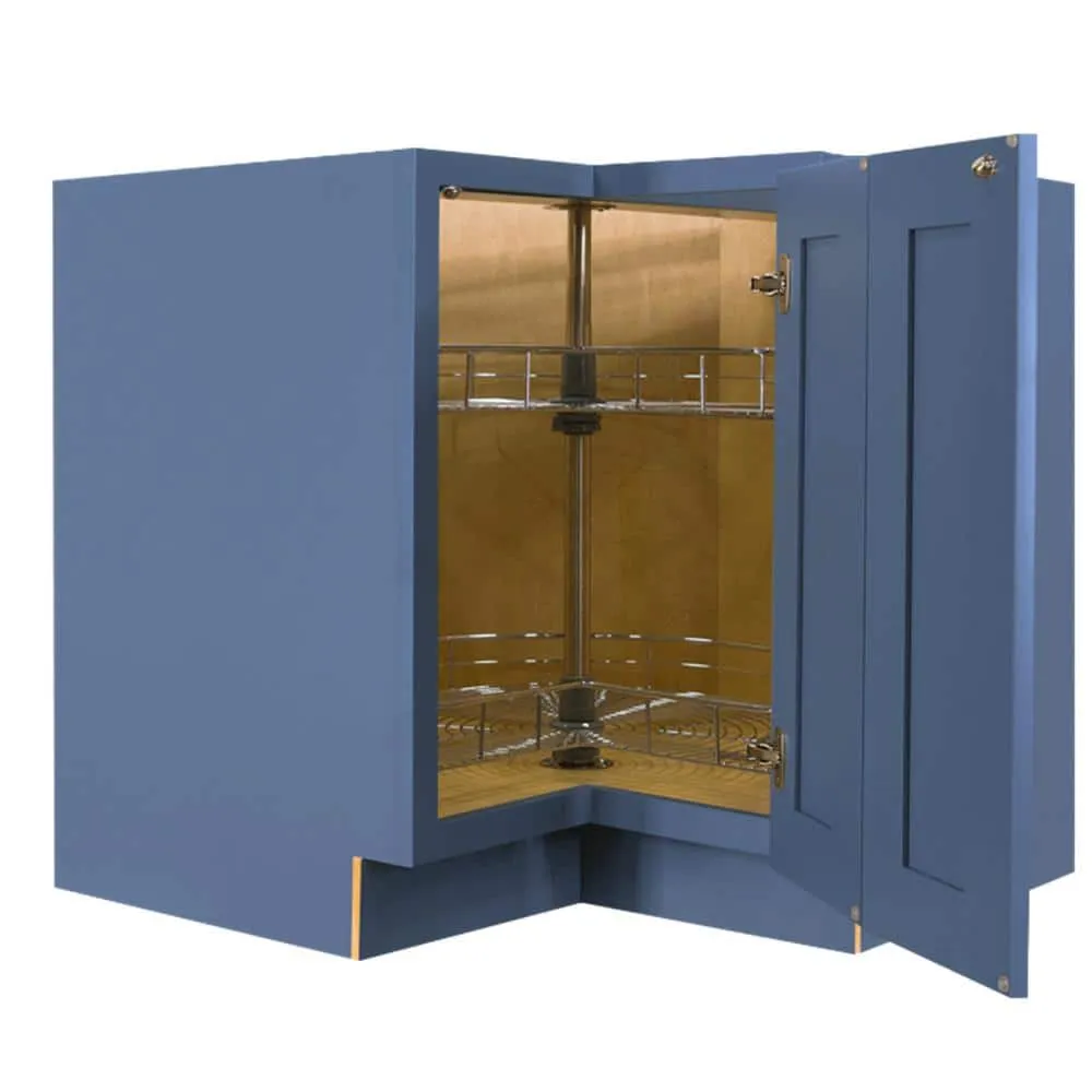 LIFEART CABINETRY Lancaster Blue Plywood Shaker Stock Assembled Lazy Susan Kitchen Cabinet (33 in. W x 34.5 in. H x 24 in. D), photo 2 of 8