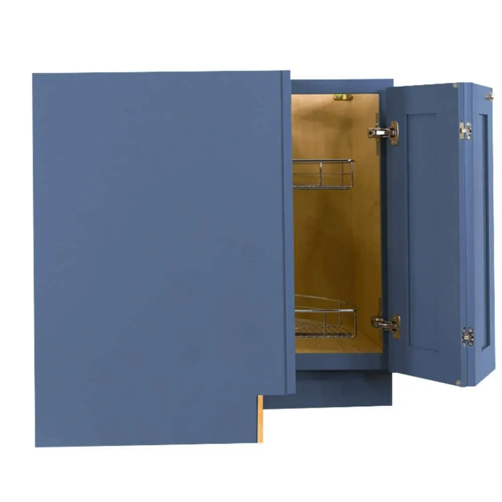 LIFEART CABINETRY Lancaster Blue Plywood Shaker Stock Assembled Lazy Susan Kitchen Cabinet (36 in. W x 34.5 in. H x 24 in. D), photo 3 of 8