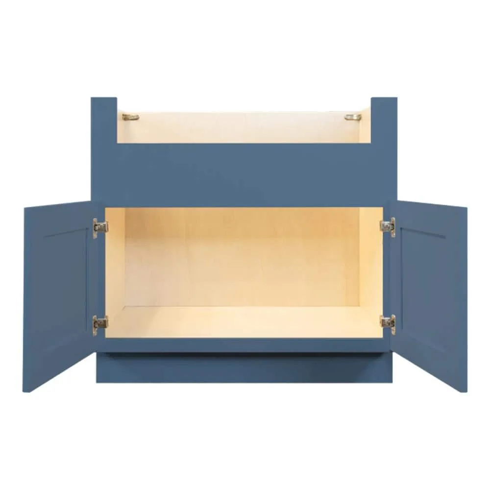 LIFEART CABINETRY Lancaster Blue Plywood Shaker Stock Assembled Farm Sink Base Kitchen Cabinet 36 in. W x 24 in. D x 34.5 in. H, photo 4 of 8