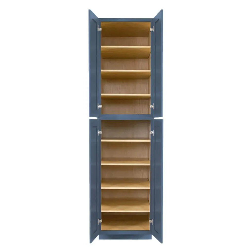 LIFEART CABINETRY Lancaster Blue Plywood Shaker Stock Assembled Tall Pantry Kitchen Cabinet 24 in. W x 96 in. D H x 27 in. D, photo 3 of 8