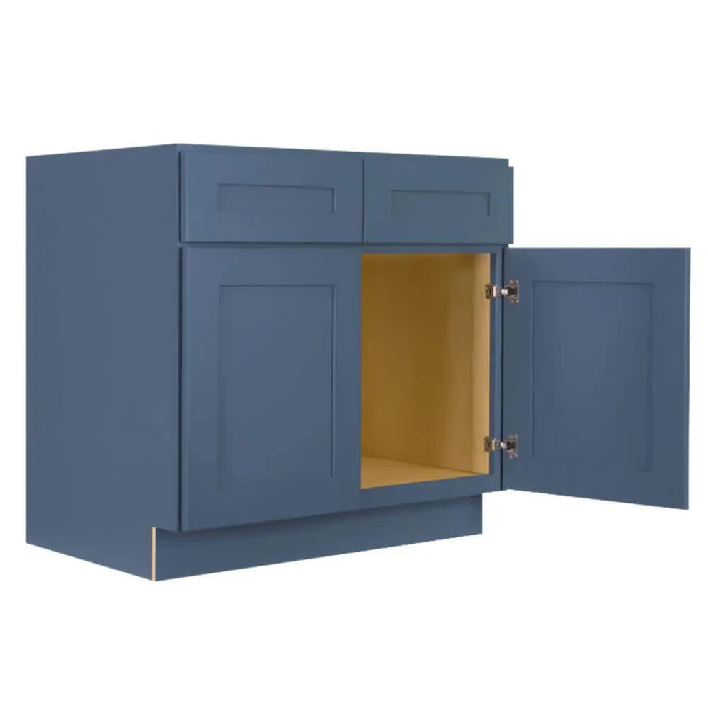LIFEART CABINETRY Lancaster Blue Plywood Shaker Stock Assembled Sink Base Kitchen Cabinet with Soft Close Doors 42 in. W x 24 in. D, photo 3 of 6