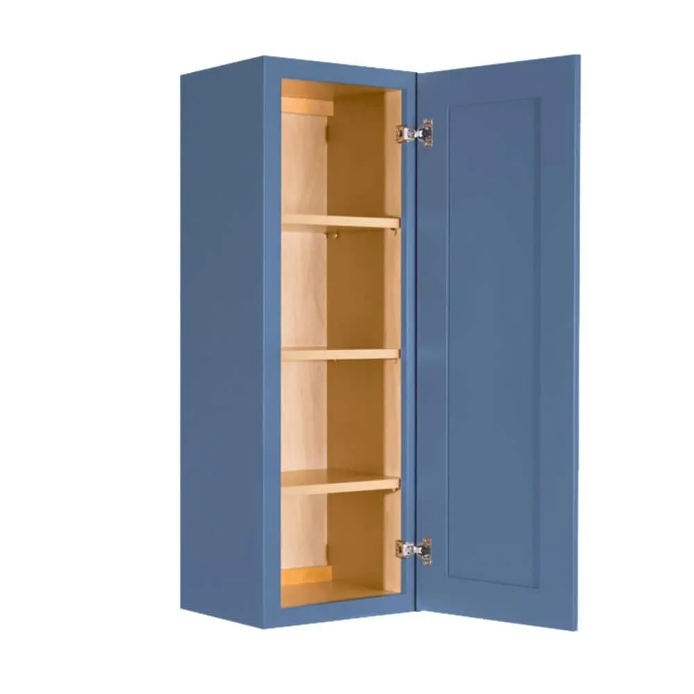 LIFEART CABINETRY Lancaster Blue Plywood Shaker Stock Assembled Wall Kitchen Cabinet 9 in. W x 42 in. H x 12 in. D, photo 3 of 6