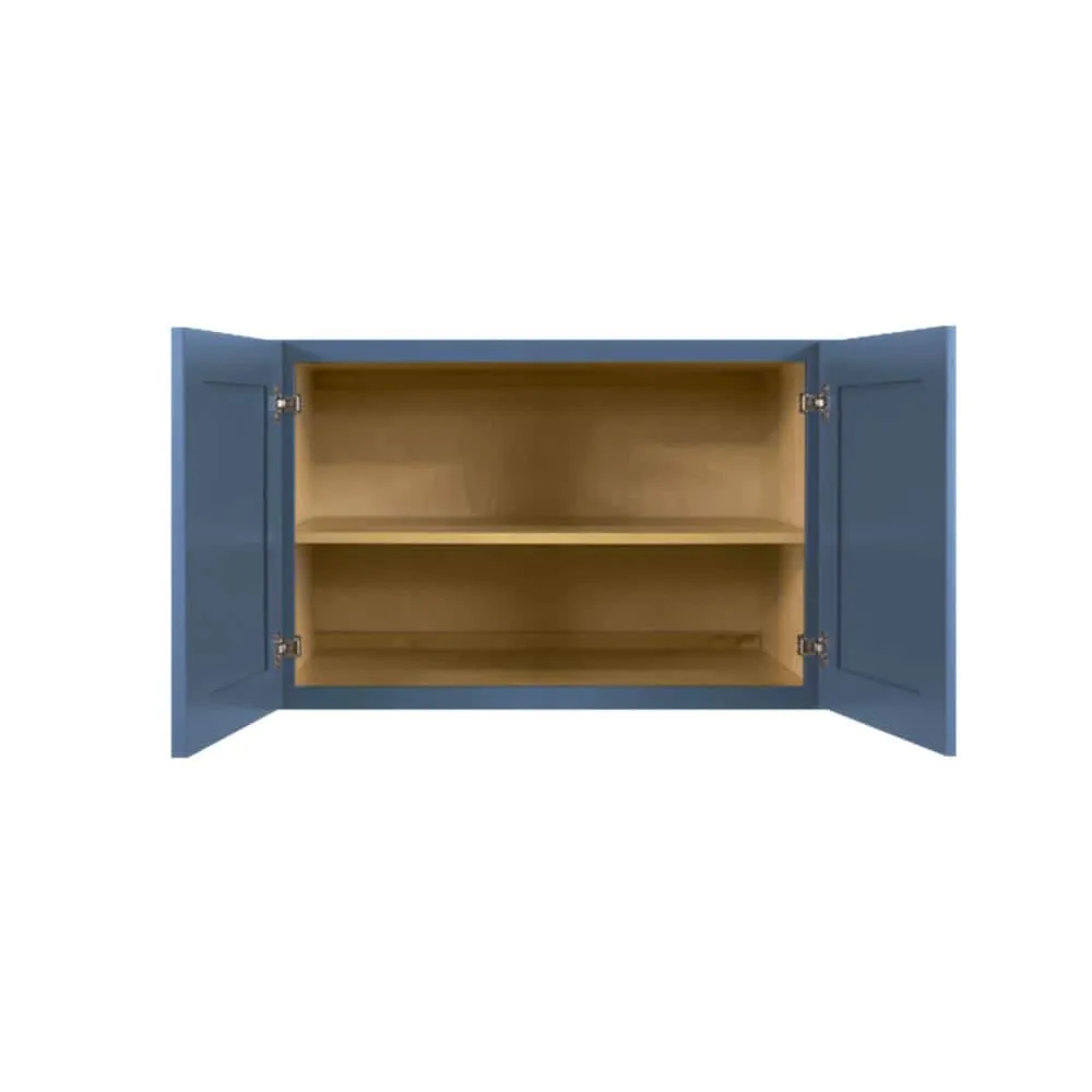 LIFEART CABINETRY Lancaster Blue Plywood Shaker Stock Assembled Wall Kitchen Cabinet 30 in. W x 24 in. H x 12 in. D, photo 2 of 5