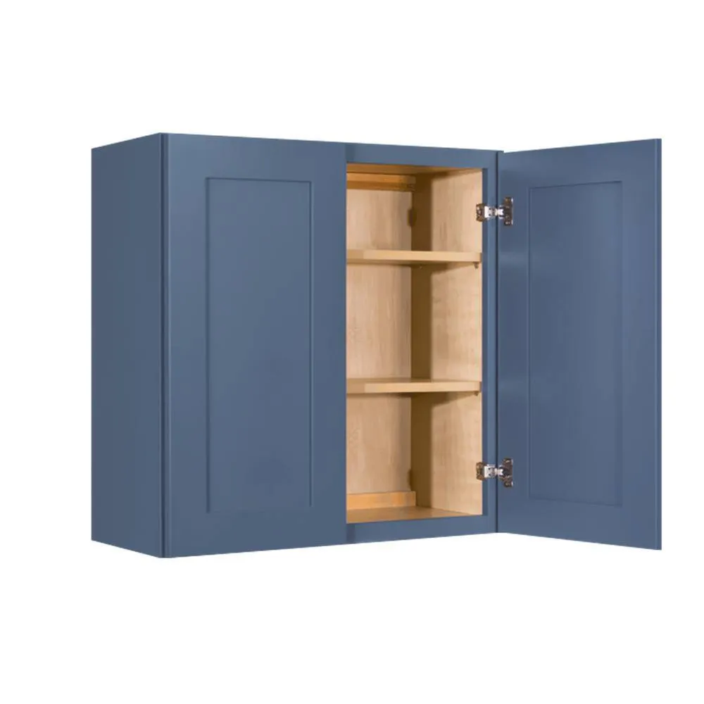 LIFEART CABINETRY Lancaster Blue Plywood Shaker Stock Assembled Wall Kitchen Cabinet 36 in. W x 30 in. H x 12 in. D, photo 3 of 6