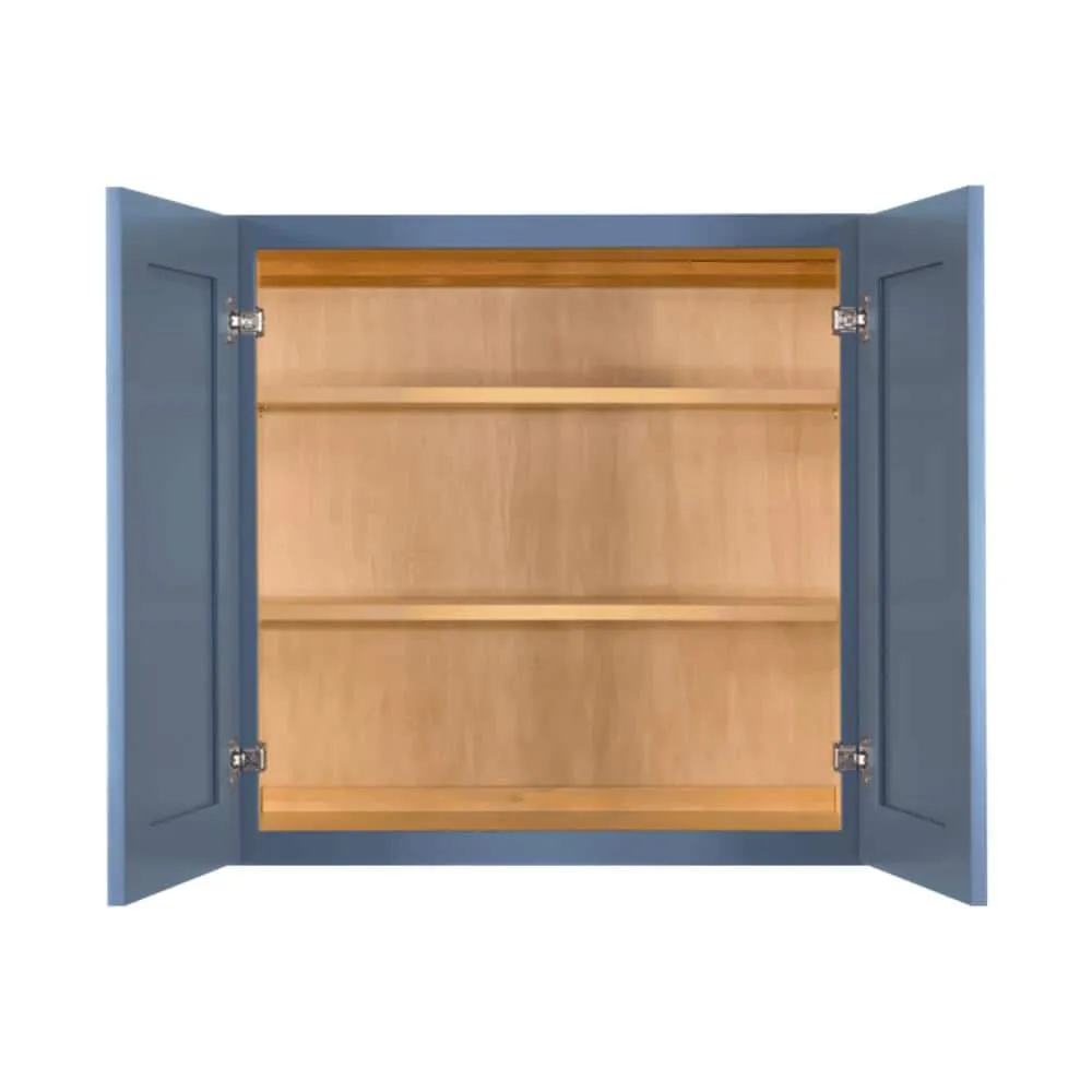 LIFEART CABINETRY Lancaster Blue Plywood Shaker Stock Assembled Wall Kitchen Cabinet 36 in. W x 30 in. H x 12 in. D, photo 2 of 6