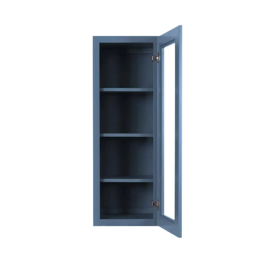 LIFEART CABINETRY Lancaster Blue Plywood Shaker Stock Assembled Wall Glass-Door Kitchen Cabinet 18 in. W x 12 in. D x 42 in. H, photo 2 of 6