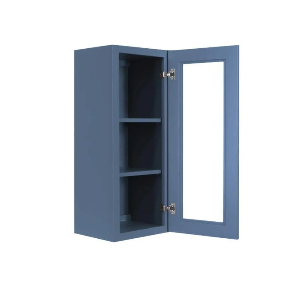 LIFEART CABINETRY Lancaster Blue Plywood Shaker Stock Assembled Wall Glass-Door Kitchen Cabinet 21 in. W x 12 in. D x 30 in. H, photo 4 of 7