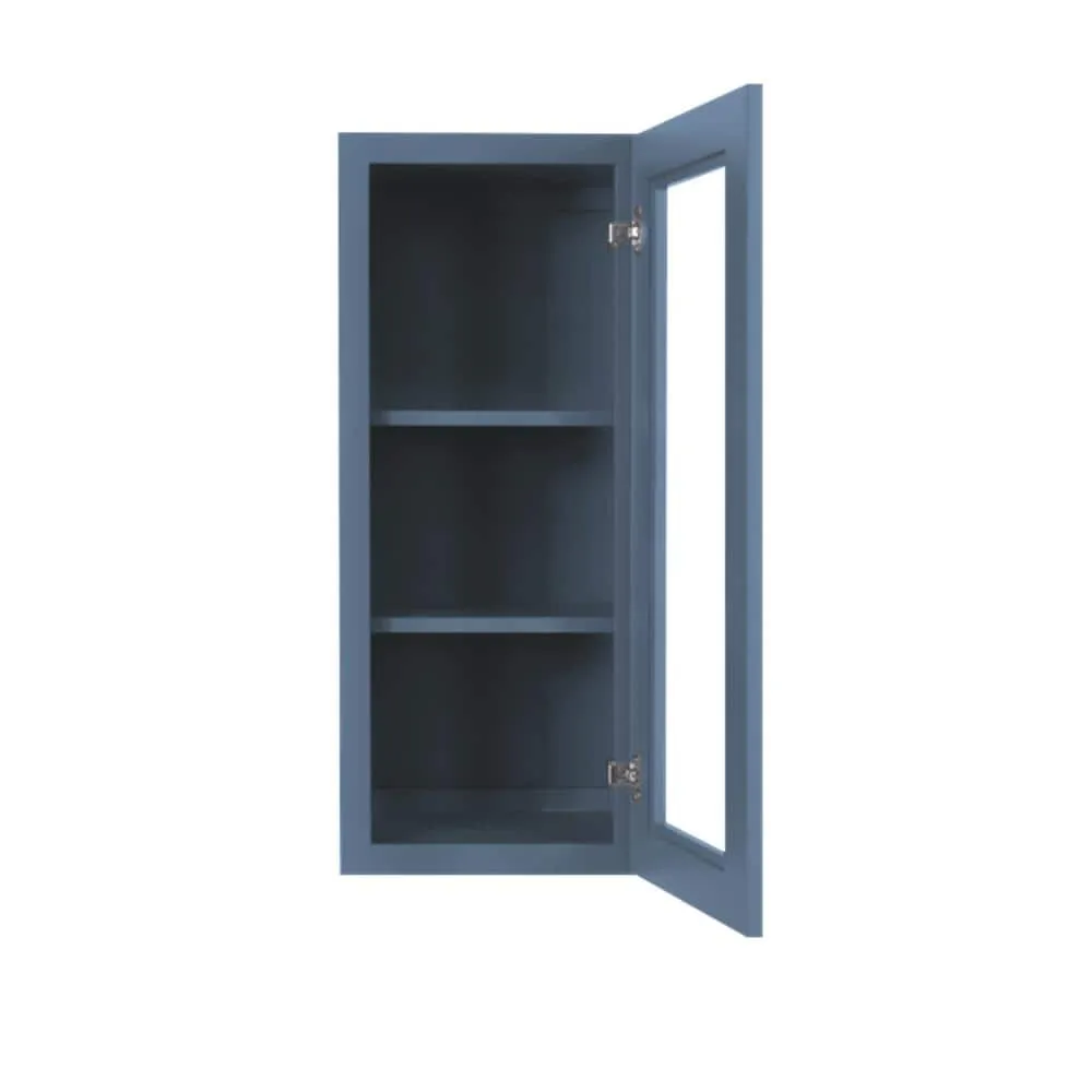 LIFEART CABINETRY Lancaster Blue Plywood Shaker Stock Assembled Wall Glass-Door Kitchen Cabinet 21 in. W x 12 in. D x 30 in. H, photo 3 of 7