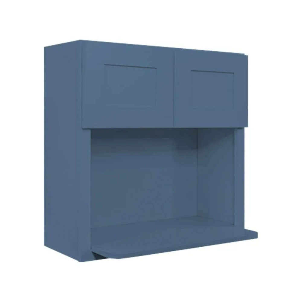 LIFEART CABINETRY Lancaster Blue Plywood Shaker Stock Assembled Wall Microwave Kitchen Cabinet 30 in. W x 12 in. D x 30 in. H, photo 2 of 6