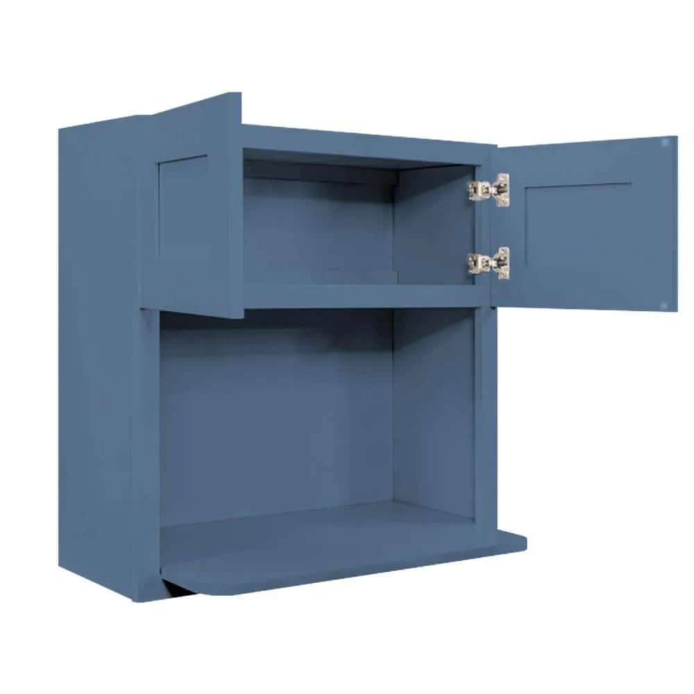 LIFEART CABINETRY Lancaster Blue Plywood Shaker Stock Assembled Wall Microwave Kitchen Cabinet 30 in. W x 42 in. D H x 12 in. D, photo 4 of 7