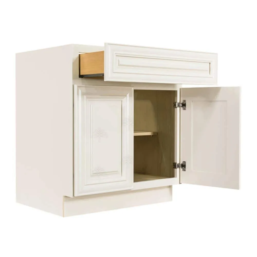 LIFEART CABINETRY Princeton Assembled 24 in. x 34.5 in. x 24 in. Base Cabinet with 2-Doors and 1-Drawer in Off-White, photo 4 of 7