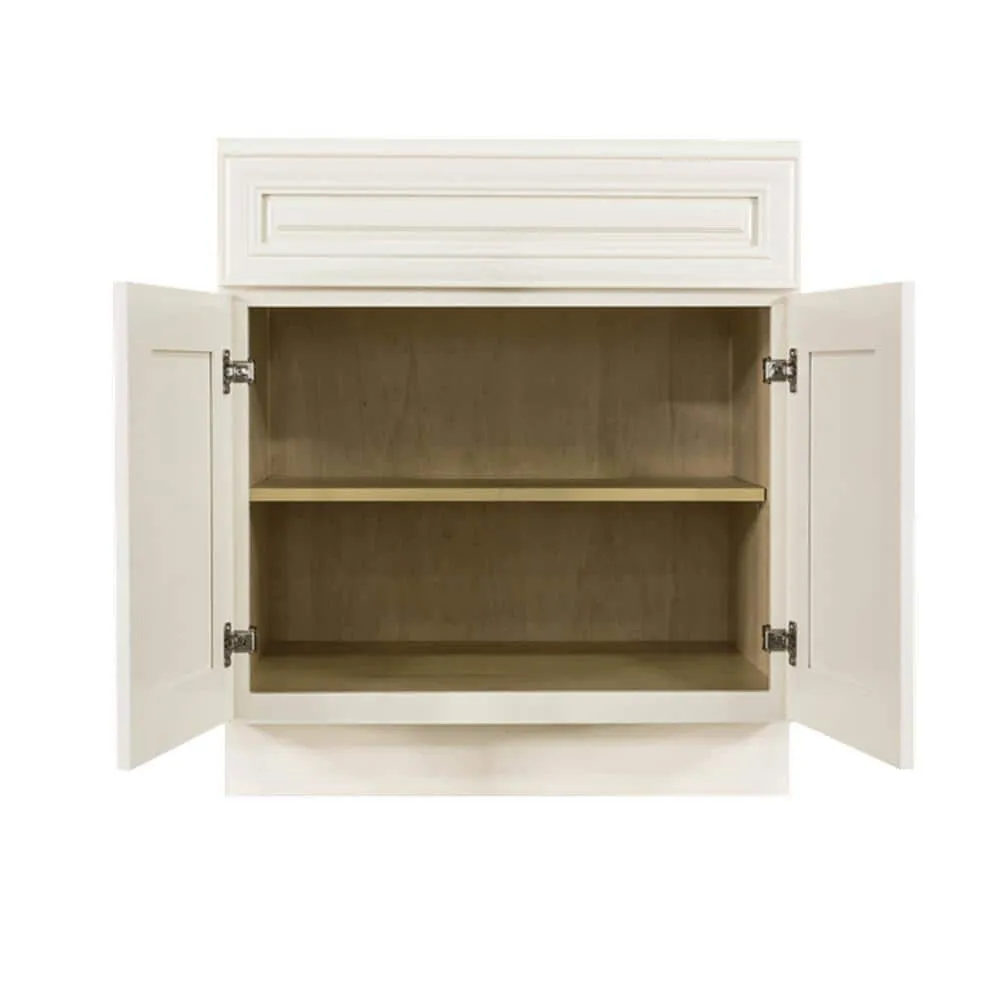 LIFEART CABINETRY Princeton Assembled 24 in. x 34.5 in. x 24 in. Base Cabinet with 2-Doors and 1-Drawer in Off-White, photo 3 of 7